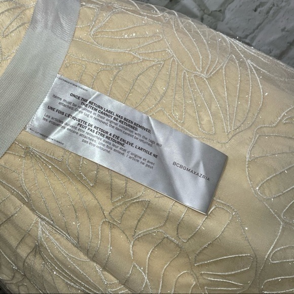 BCBG Off White Sheer Yoke MIDI Dress 4 - Picture 5 of 16